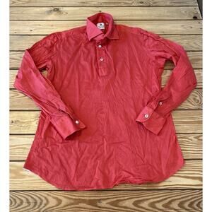 Cordone 1/4 Button Long Sleeve Top Size 16.5 Men’s Red
